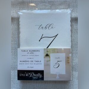 White Table Numbers 7-25